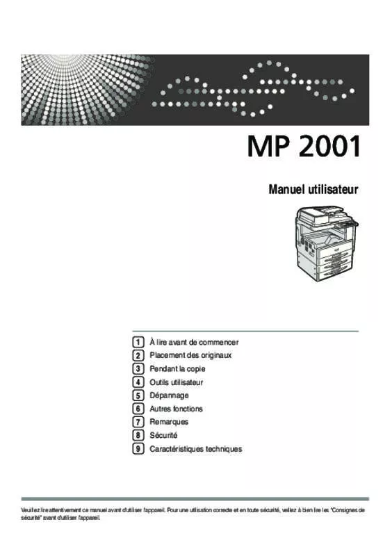 Mode d'emploi RICOH MP 2001