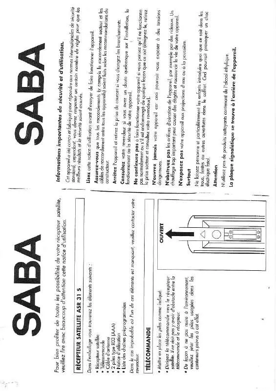 Mode d'emploi SABA ASR 31 S