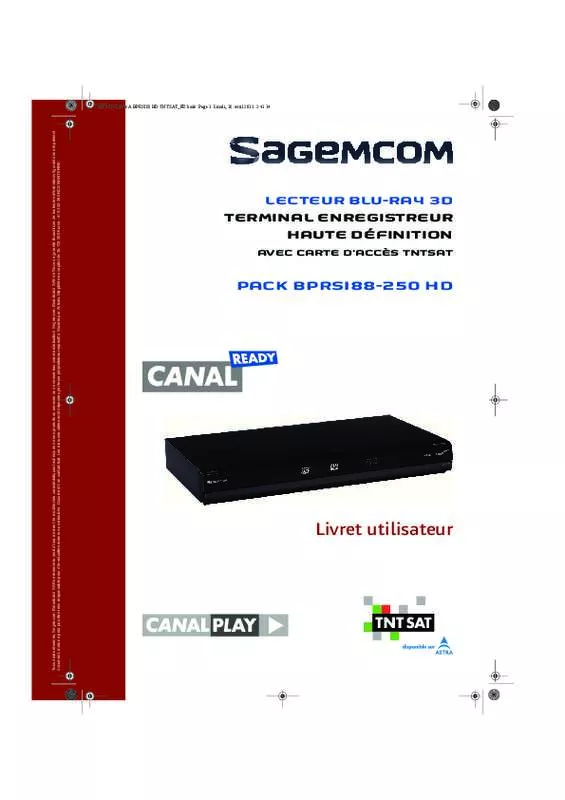 Mode d'emploi SAGEMCOM PACK BPRSI88-250 HD TNTSAT