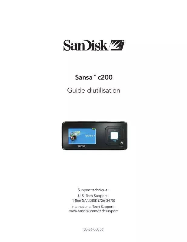 Mode d'emploi SANDISK SANSA C200