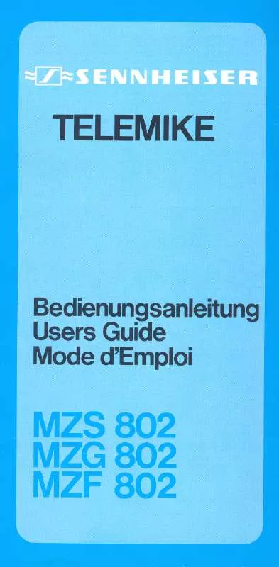 Mode d'emploi SENNHEISER MZG 802