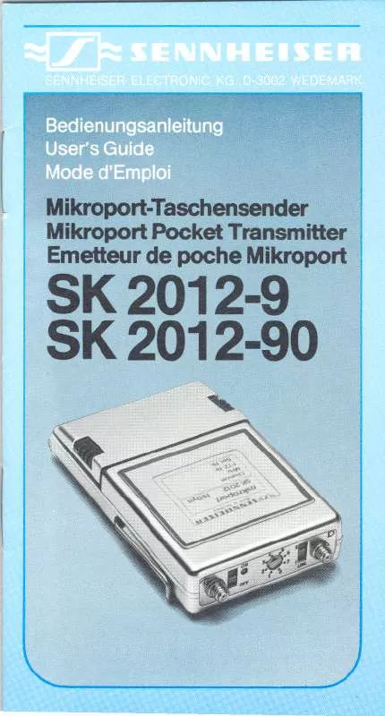 Mode d'emploi SENNHEISER SK 2012-90