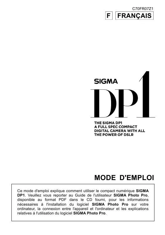 Mode d'emploi SIGMA DP1