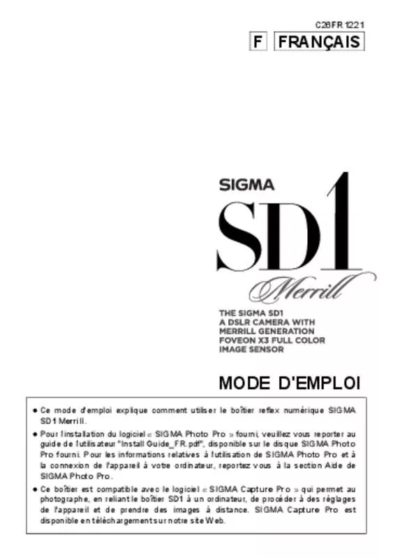 Mode d'emploi SIGMA SD1 MERRILL