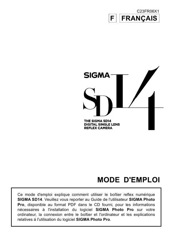 Mode d'emploi SIGMA SD14