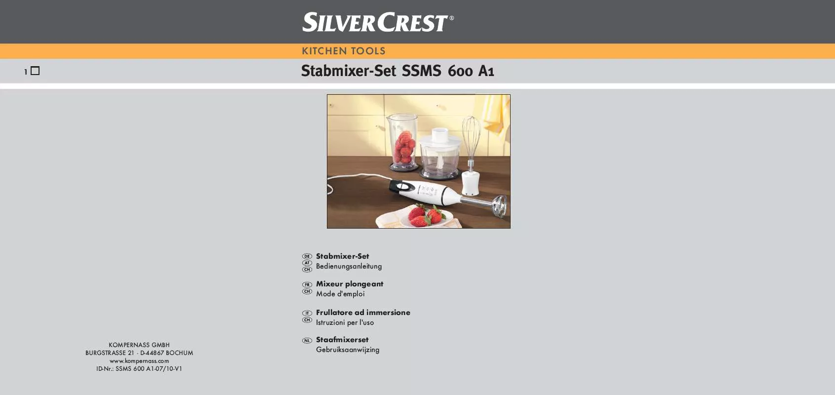 Mode d'emploi SILVERCREST SSMS 600 A1
