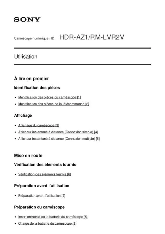 Mode d'emploi SONY HDR-AZ1VR