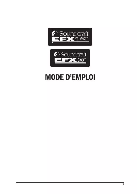 Mode d'emploi SOUNDCRAFT EFX8