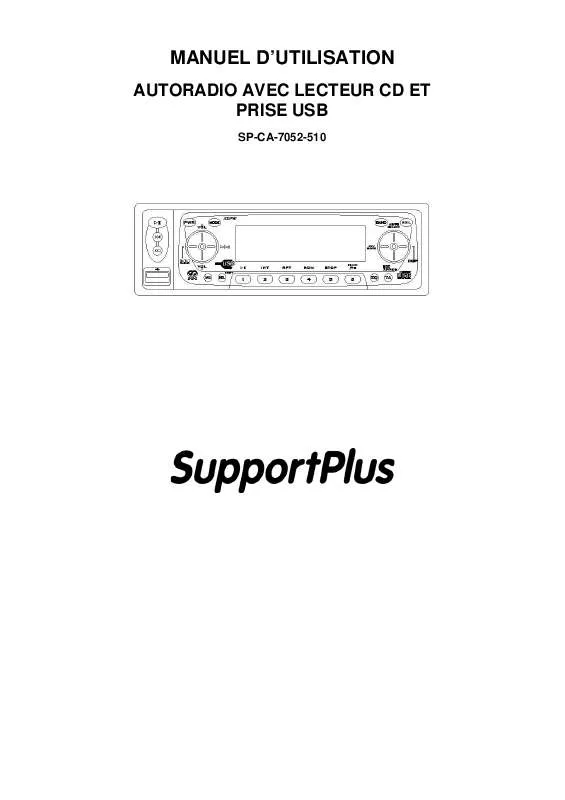 Mode d'emploi SUPPORTPLUS AUTORADIO AVEC LECTEUR CD ET PRISE USB SP-CA-7052-510