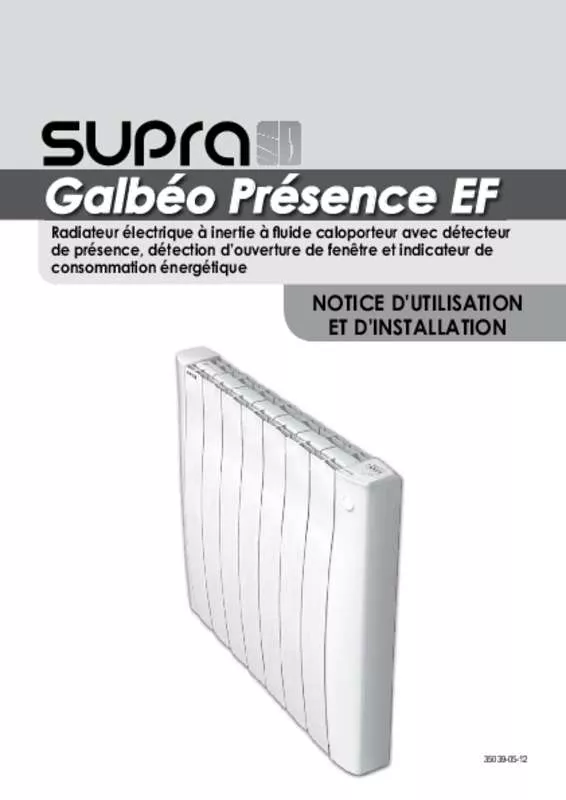 Mode d'emploi SUPRA GALBEO PRES EF 1250