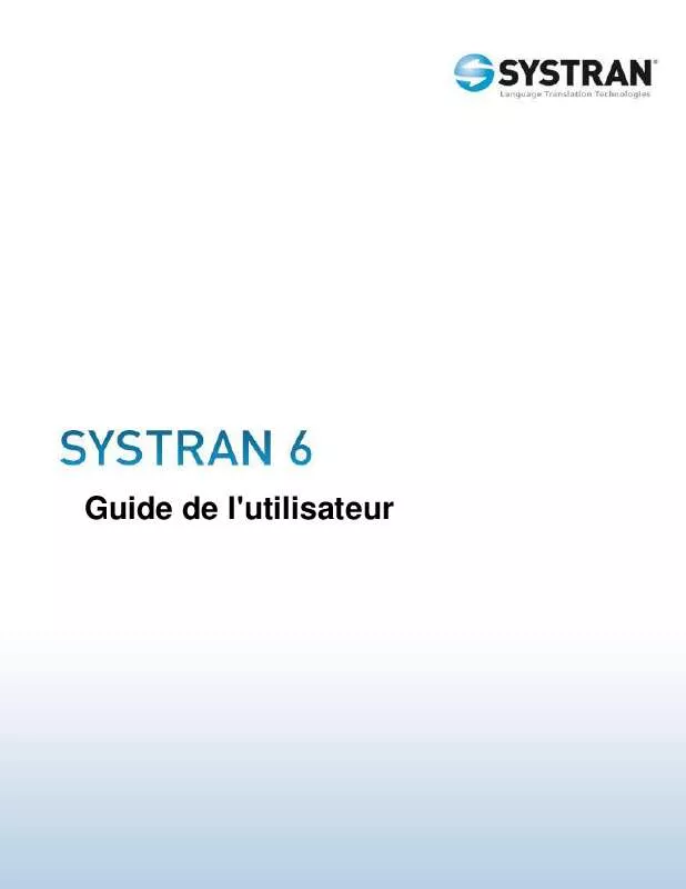 Mode d'emploi SYSTRAN SYSTRAN 6