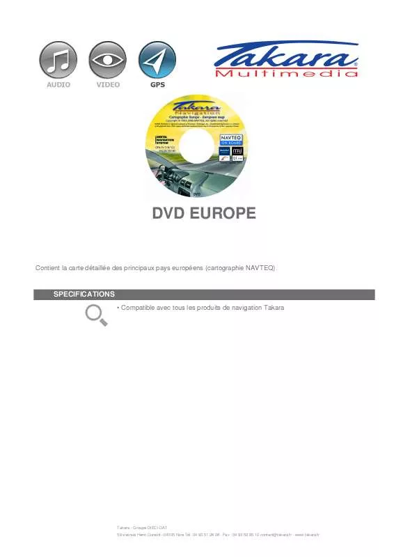 Mode d'emploi TAKARA DVD EUROPE