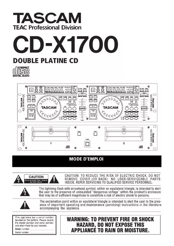 Mode d'emploi TASCAM CD-X1700