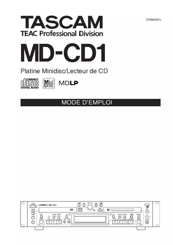 Mode d'emploi TASCAM MD-CD1