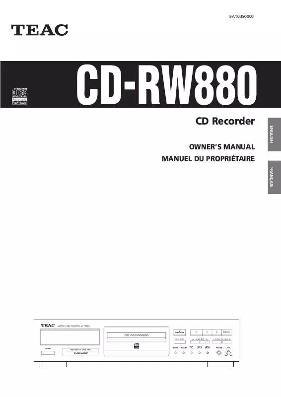 Mode d'emploi TEAC CD-RW880