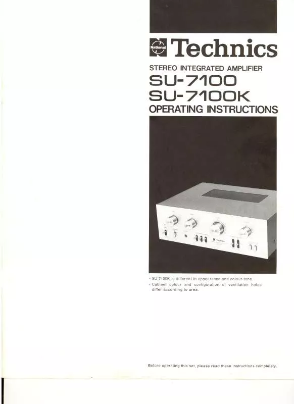 Mode d'emploi TECHNICS SU-7100