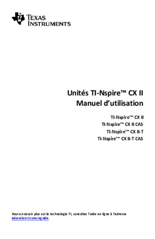 Mode d'emploi TEXAS INSTRUMENTS TI-NSPIRE CX II-T