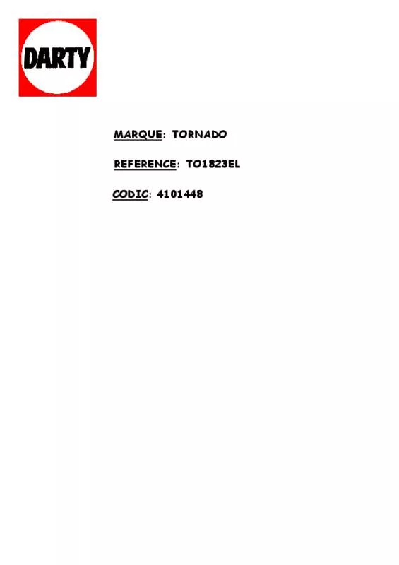 Mode d'emploi TORNADO T01823EL