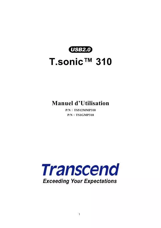 Mode d'emploi TRANSCEND TS1GMP310