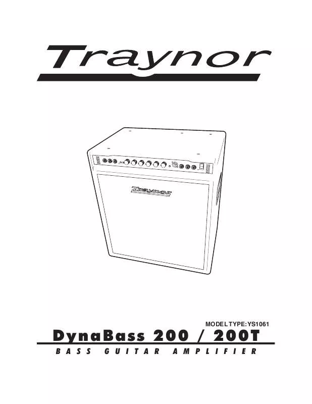 Mode d'emploi TRAYNOR DYNABASS 200T