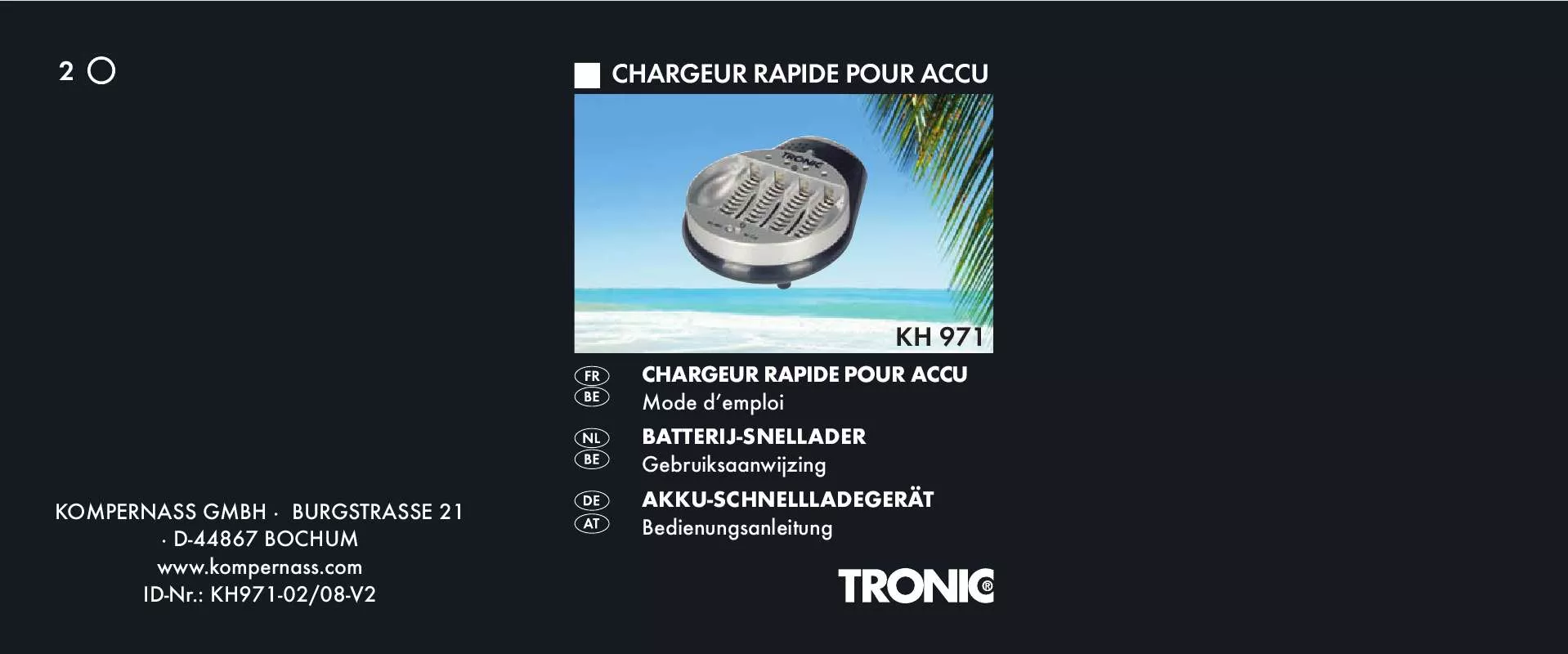 Mode d'emploi TRONIC KH 971 RAPID BATTERY CHARGER