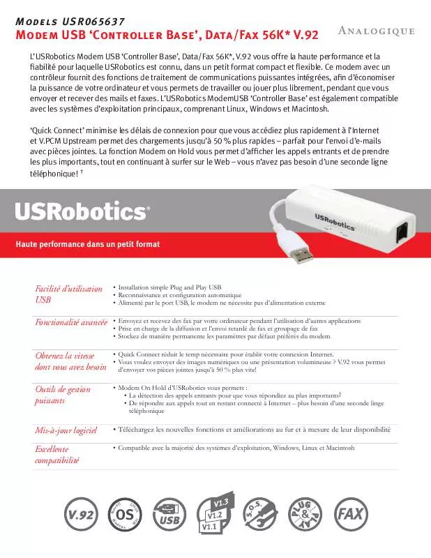 Mode d'emploi US ROBOTICS USR065637