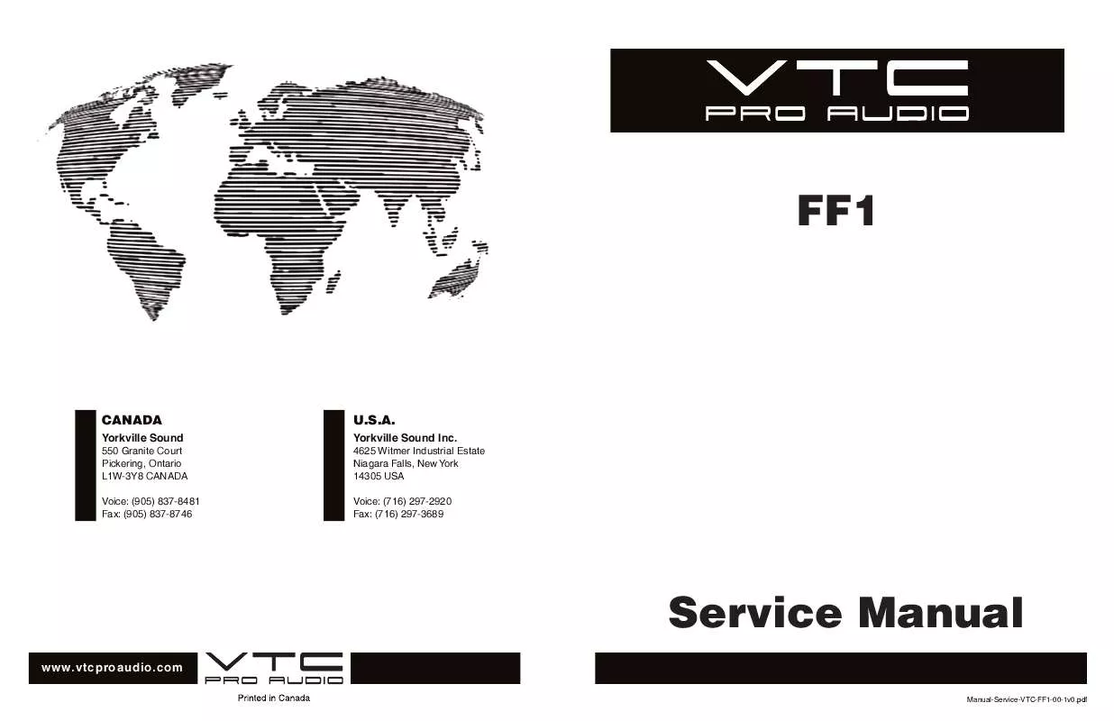 Mode d'emploi VTC PRO AUDIO FF1