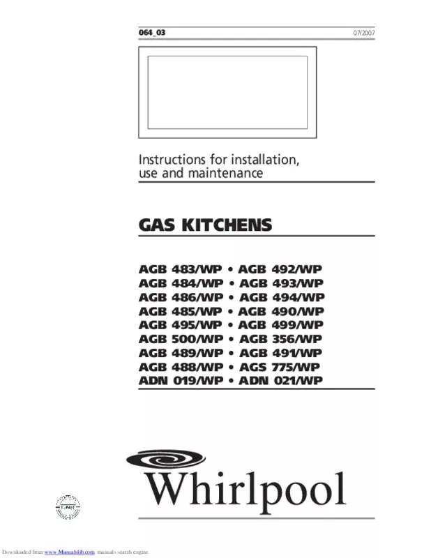 Mode d'emploi WHIRLPOOL AGB489WP