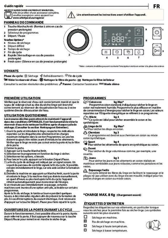 Mode d'emploi WHIRLPOOL FTCHACM118XBFR