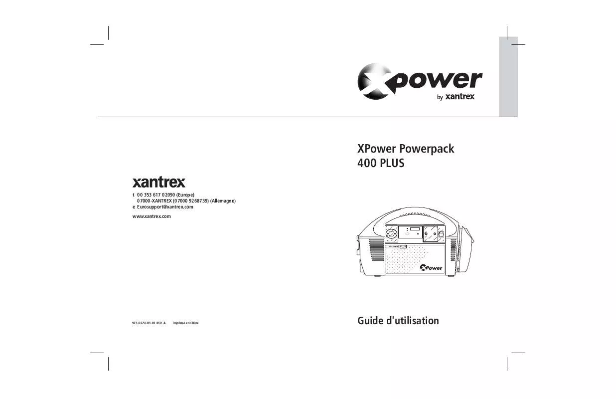 Mode d'emploi XANTREX XPOWER POWERPACK 400 PLUS