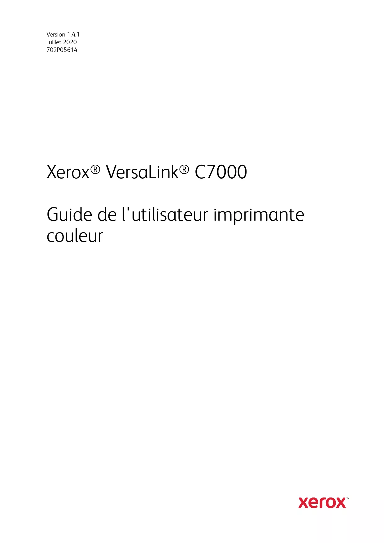 Mode d'emploi XEROX VERSALINK C7000N