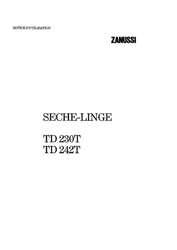Mode d'emploi ZANUSSI TD230T