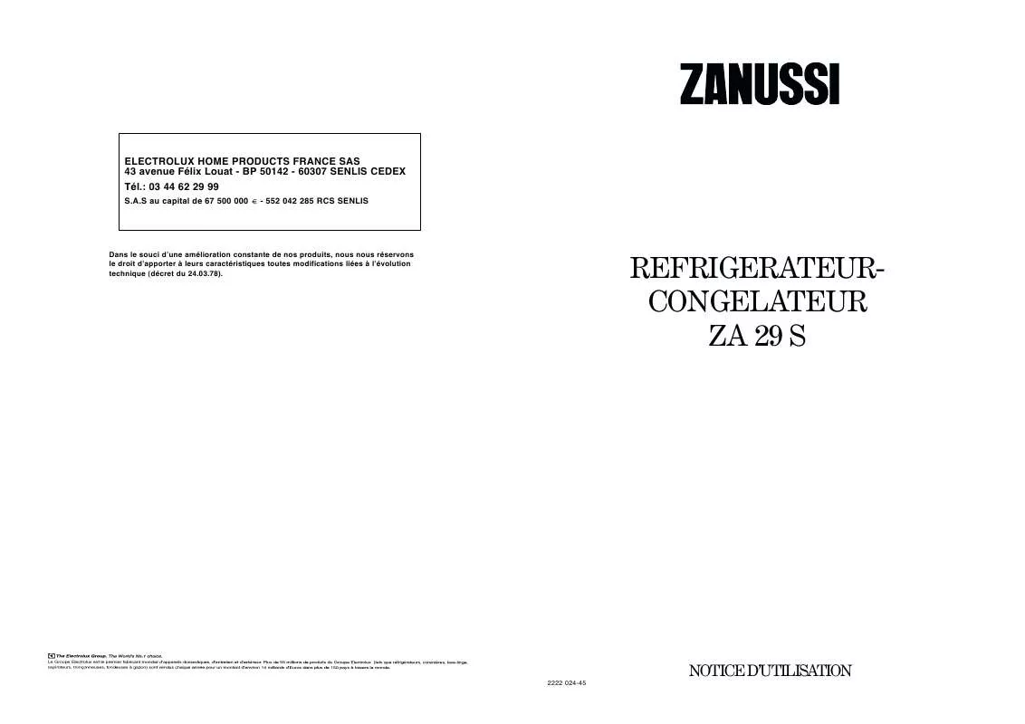 Mode d'emploi ZANUSSI ZA29S