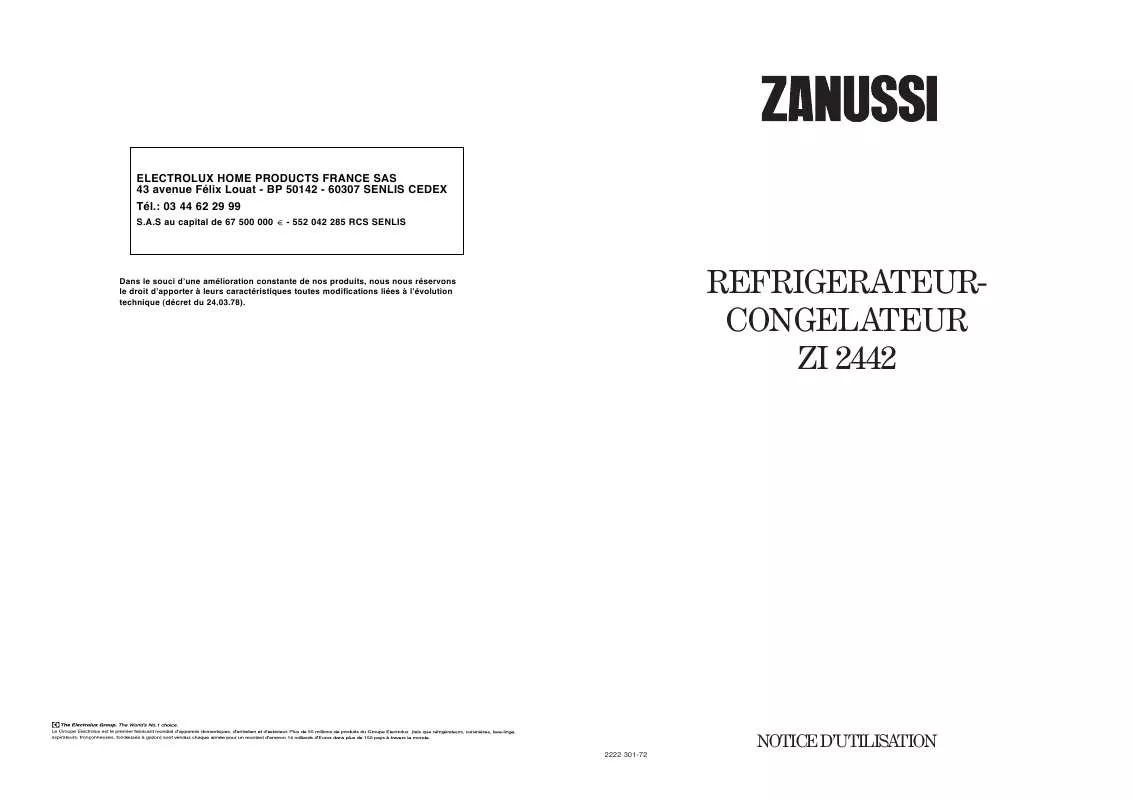 Mode d'emploi ZANUSSI ZI 2442
