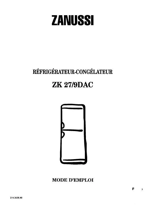 Mode d'emploi ZANUSSI ZK27/9DAC