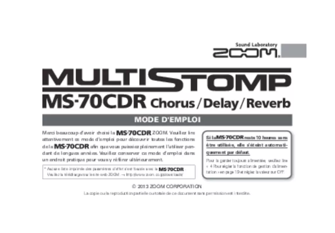 Mode d'emploi ZOOM MS-70CDR