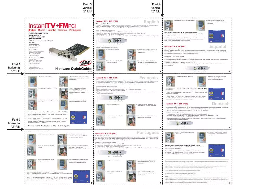 Mode d'emploi ADS TECH PTV-352 INSTANTTV+FM PCI