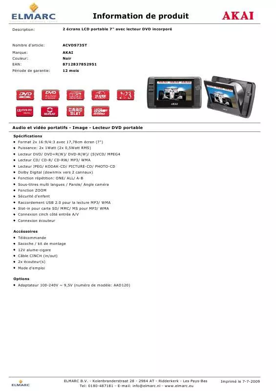 Mode d'emploi AKAI ACVDS735T