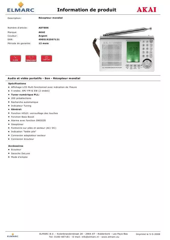 Mode d'emploi AKAI ADTS06