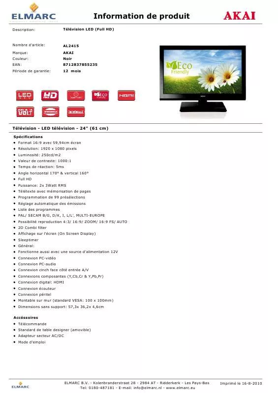 Mode d'emploi AKAI AL2415