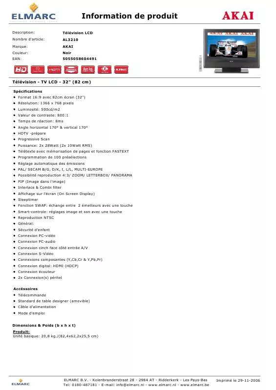 Mode d'emploi AKAI AL3210