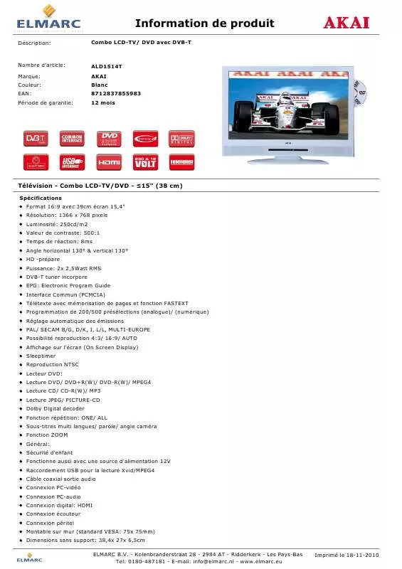 Mode d'emploi AKAI ALD1514T