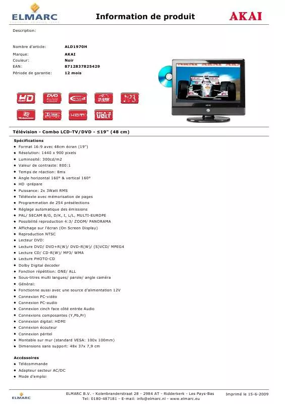 Mode d'emploi AKAI ALD1970H