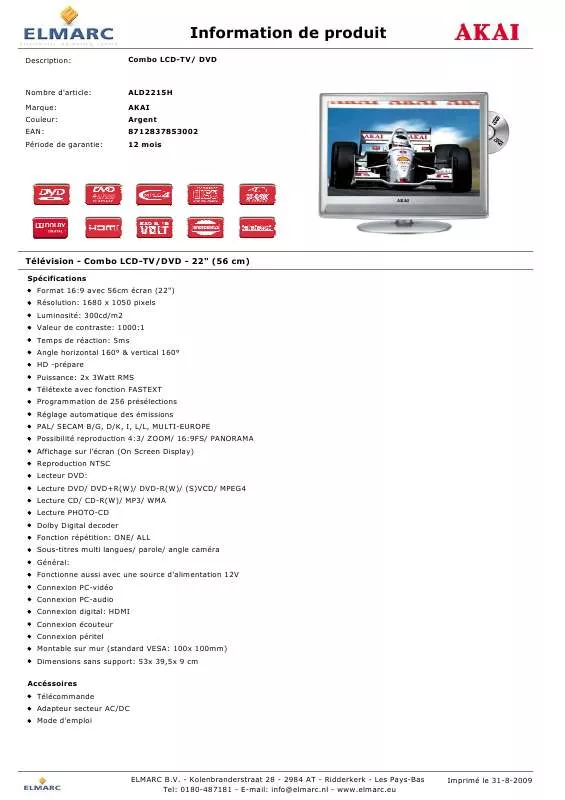 Mode d'emploi AKAI ALD2215H