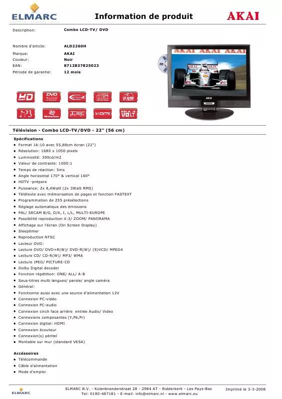 Mode d'emploi AKAI ALD2260H