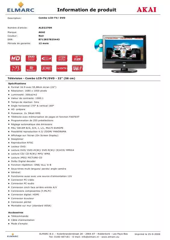 Mode d'emploi AKAI ALD2270H