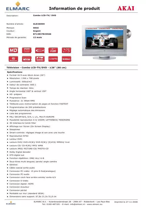 Mode d'emploi AKAI ALD2605H