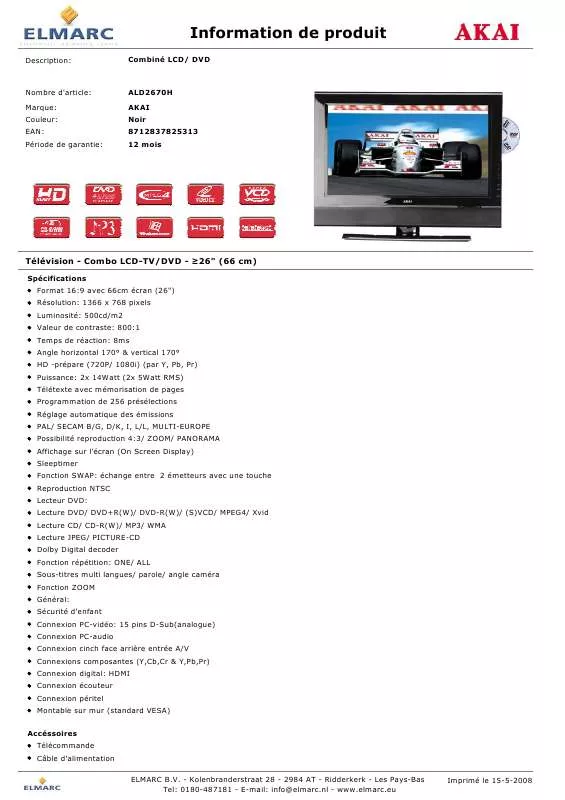 Mode d'emploi AKAI ALD2670H