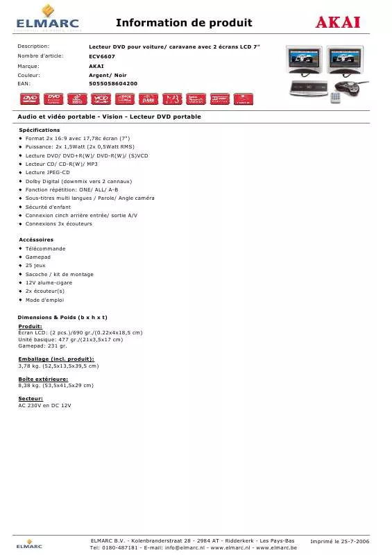 Mode d'emploi AKAI ECV6607