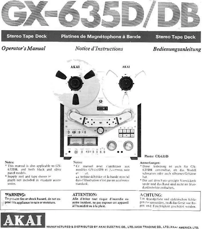 Mode d'emploi AKAI GX-635